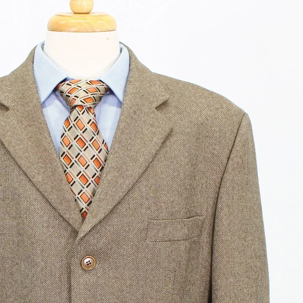 Mark & Spencer 44R Brown Solid 3-Button Sport Coat Blazer Jacket V337